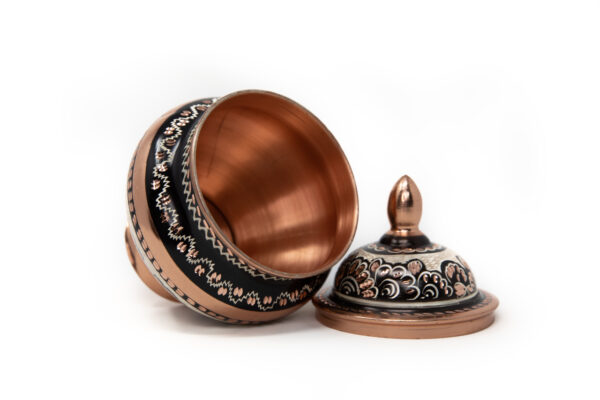 Turkish Handmade Copper Black Color Delight Candy and Sugar Bowl - Image 4