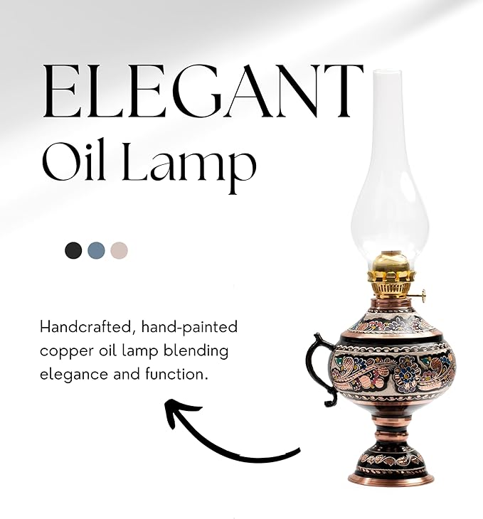 vensila handmade copper oil lamp for indoor use 17.32” || 44 cm