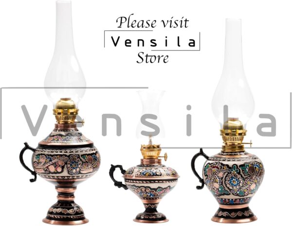 vensila handmade copper oil lamp for indoor use 17.32” || 44 cm