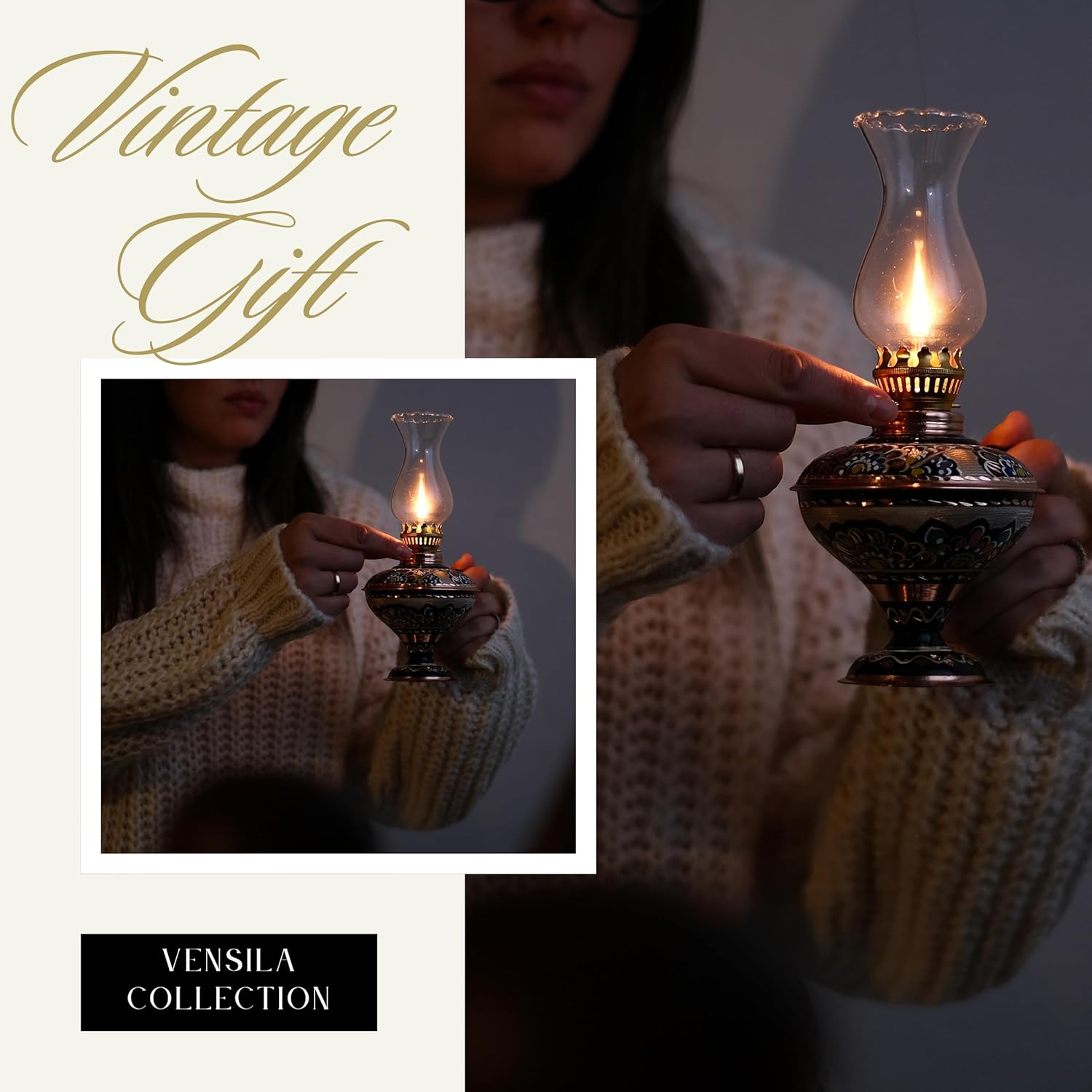 handmade copper oil lamp for indoor use christmas gift farmhouse kitchen décor 8.27” || 21 cm