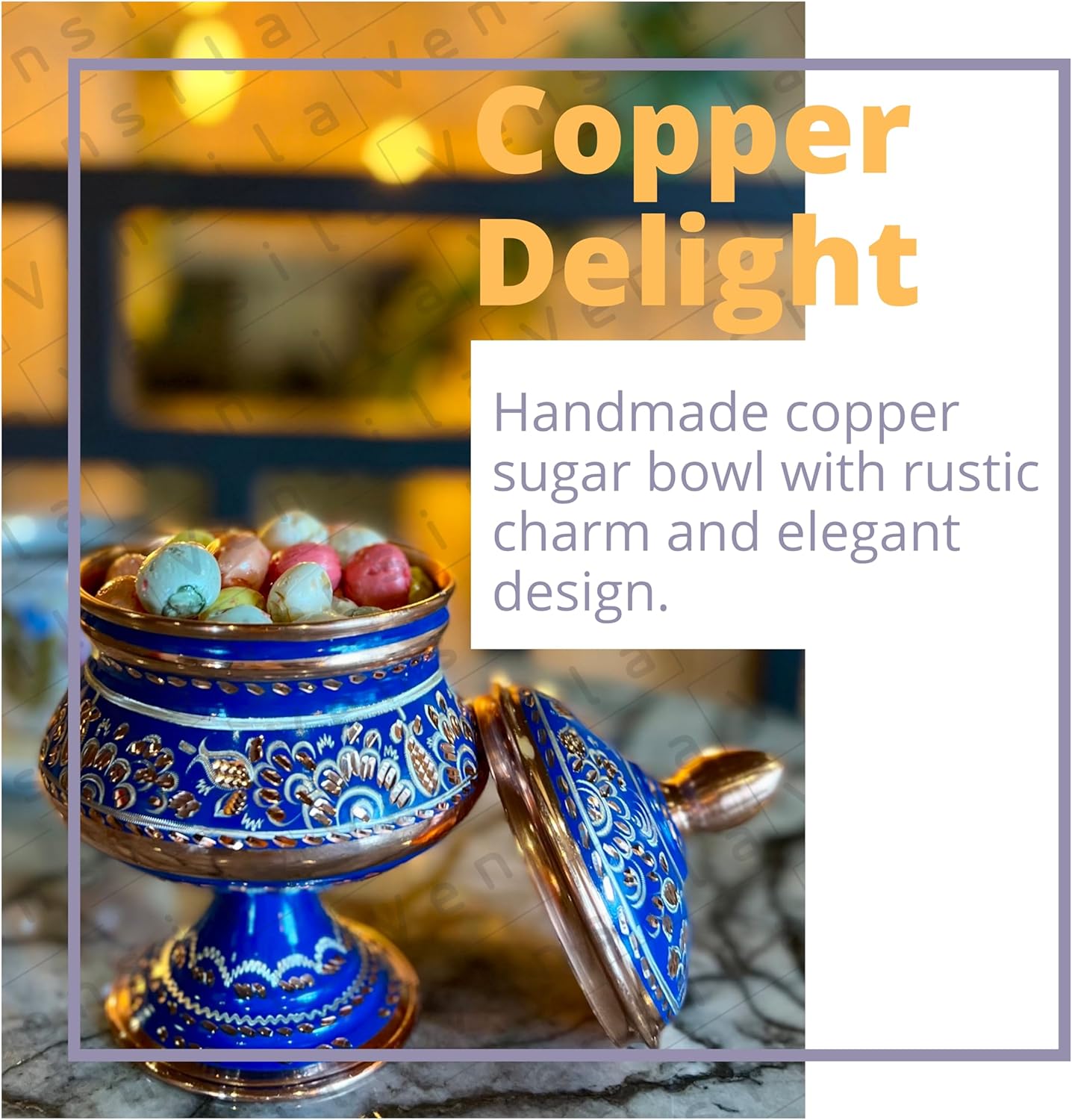 handmade copper sugar bowl | elegant and traditional copper bowl for serving sugar, spices, and small treats | antique finish, durable design, and suitable for kitchen decor