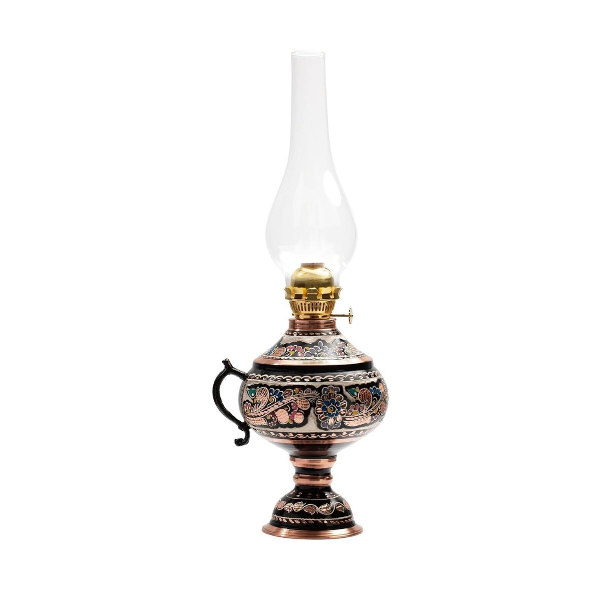 vensila handmade copper oil lamp for indoor use 17.32” || 44 cm