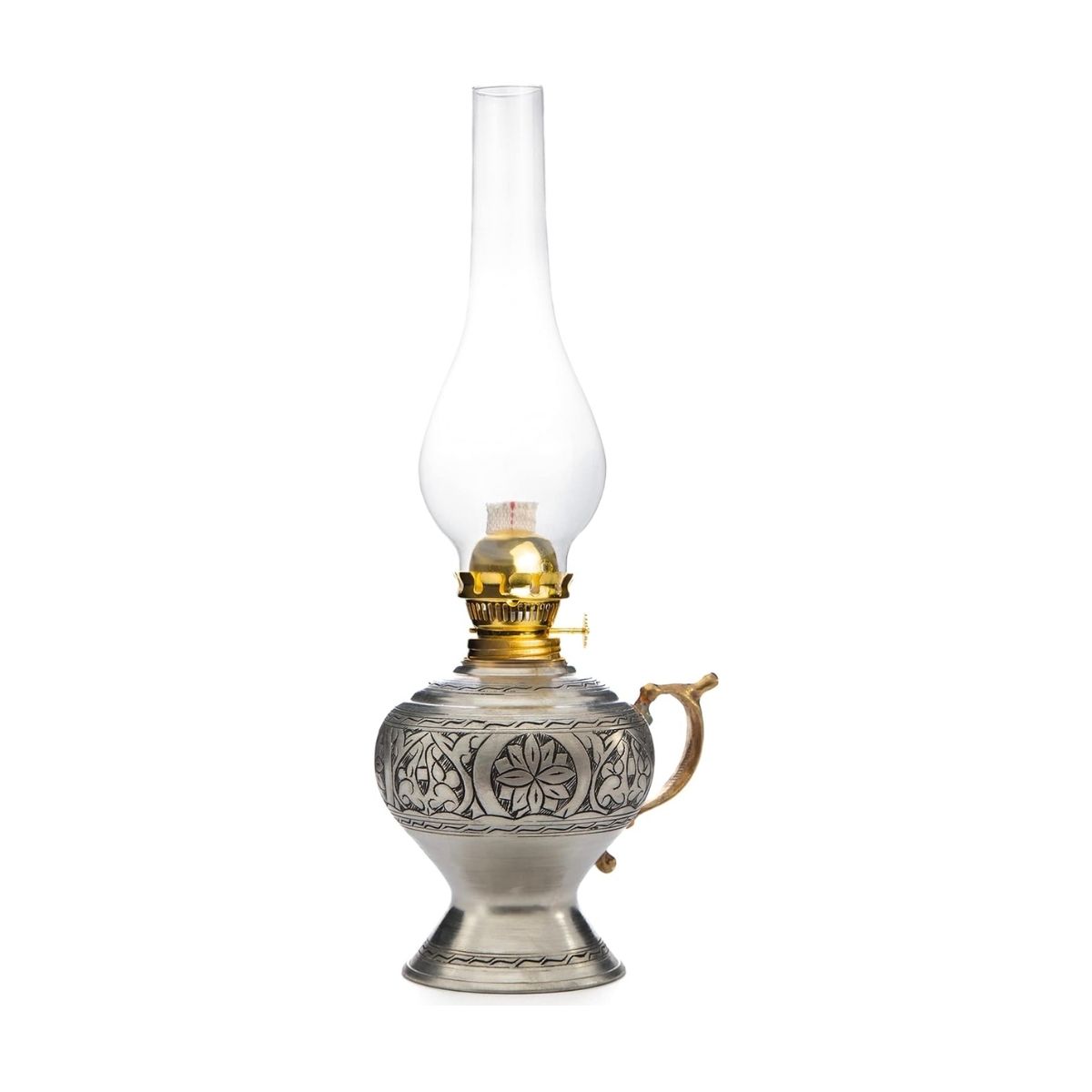 vintage handcrafted hurricane lantern for indoor & outdoor use 14.96 inch || handmade copper oil lamp || 38 cm