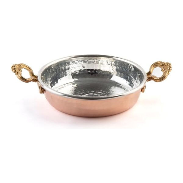 hand hammered copper frying skillet | 9" tin lined authentic omelette pan | turkish copper cookware sahan | red copper egg pan with brass handles | thick copper for even heating